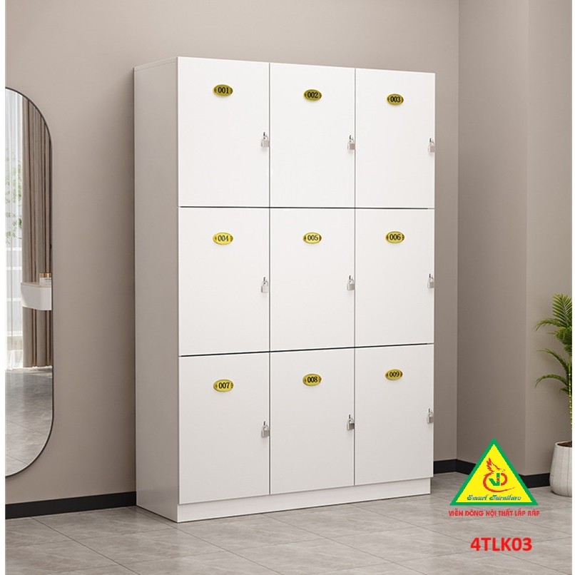 Tủ Locker gỗ MDF lưu trữ an toàn và thẩm mỹ TLK403 - NỘI THẤT LẮP RÁP VIEDNONGADV