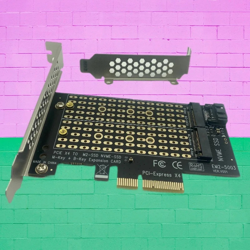 Bộ chuyển đổi SSD PCIE sang M2 M.2 NVME M Key sang PCI Express 3.0 X4 + M2 SATA B Key sang SATA3.0 R