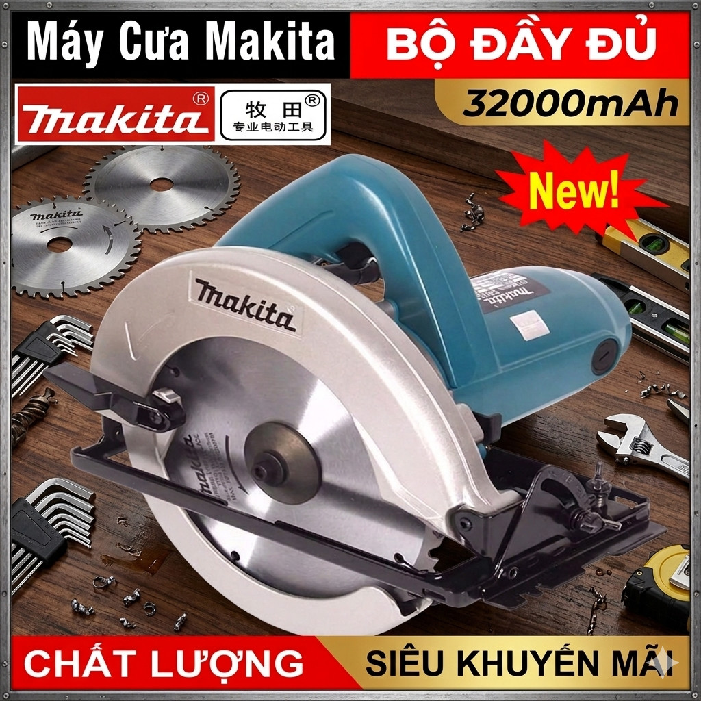 Máy cắt gỗ cầm tay Hs7000, máy cưa gỗ mini chính hãng MAkita lưỡi 185mm, công suất lớn 1200W, tặng k
