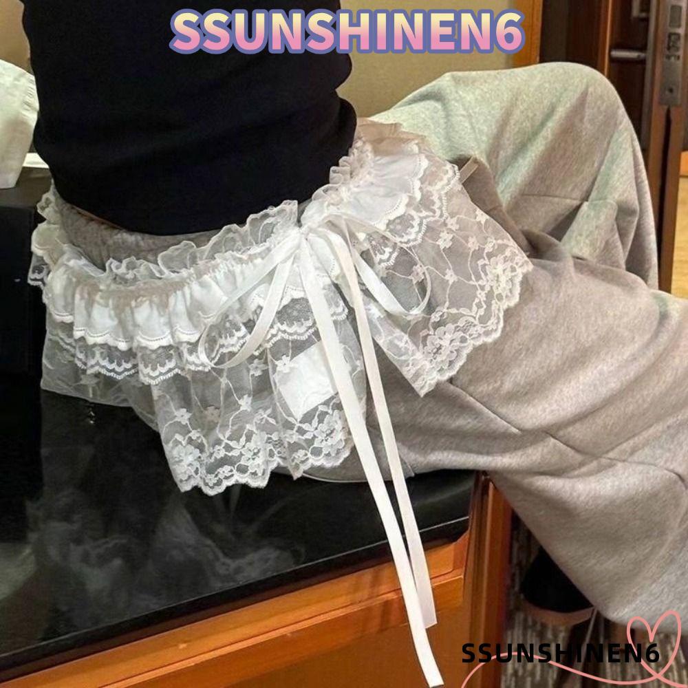 SSUNSHINE N6 - Mini váy ren thêu hoa, bông tai kẹp ren xù, thời trang dạo phố