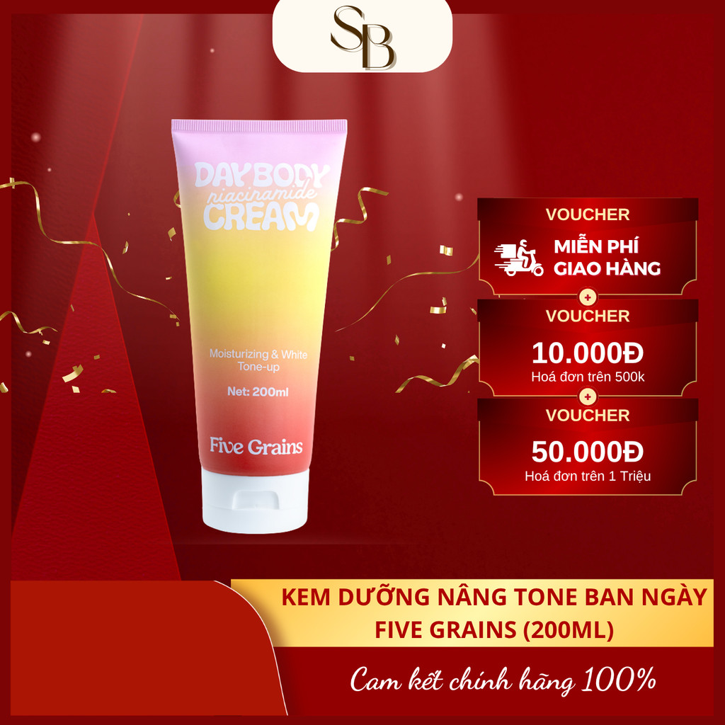 Kem Dưỡng Nâng Tone Cao cấp Five Grains Trắng Da Niacinamide, Alpha-Arbutin Nâng Tone Ban Ngày 200ML