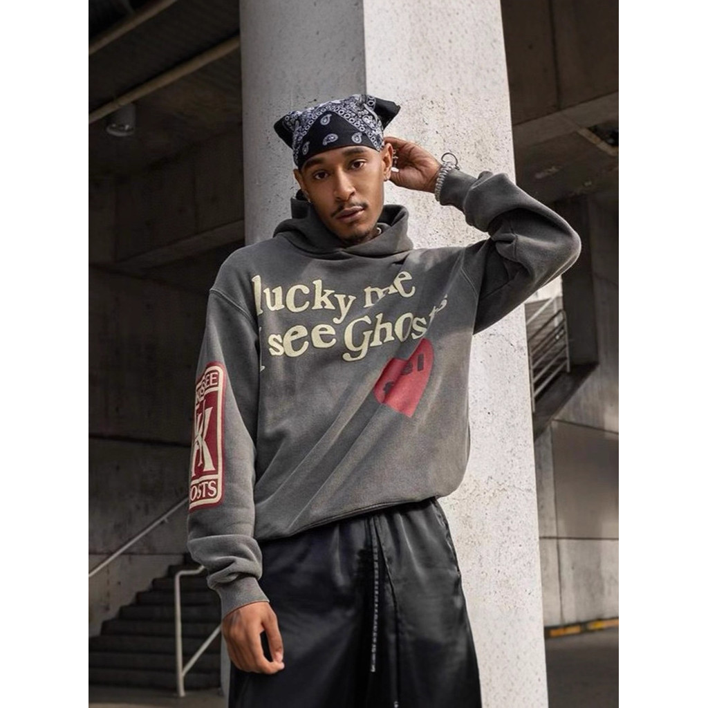 NQ5B Kanye west cpfm Kanye-style autumn and winter heart graffiti foam letter hip-hop hoodie