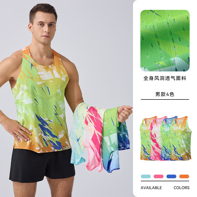 Marathon Running T-shirt Outdoor Track and Field Training Quick-Drying Top Vest European and America