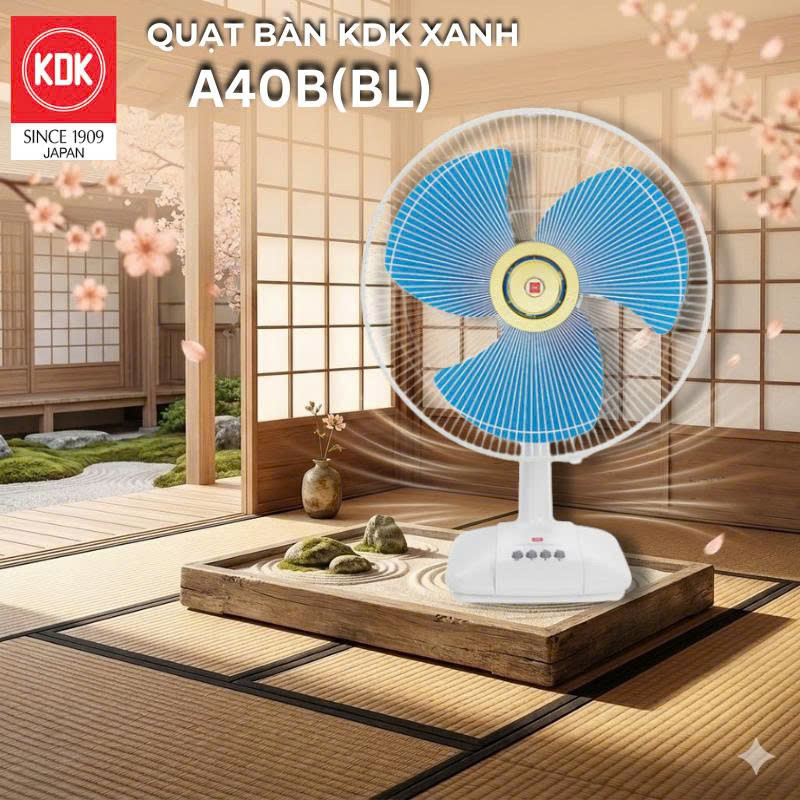 Quạt bàn Nhật 3 mức gió KDK xanh A40B (BL) - Bảo hành chính hãng 12 tháng