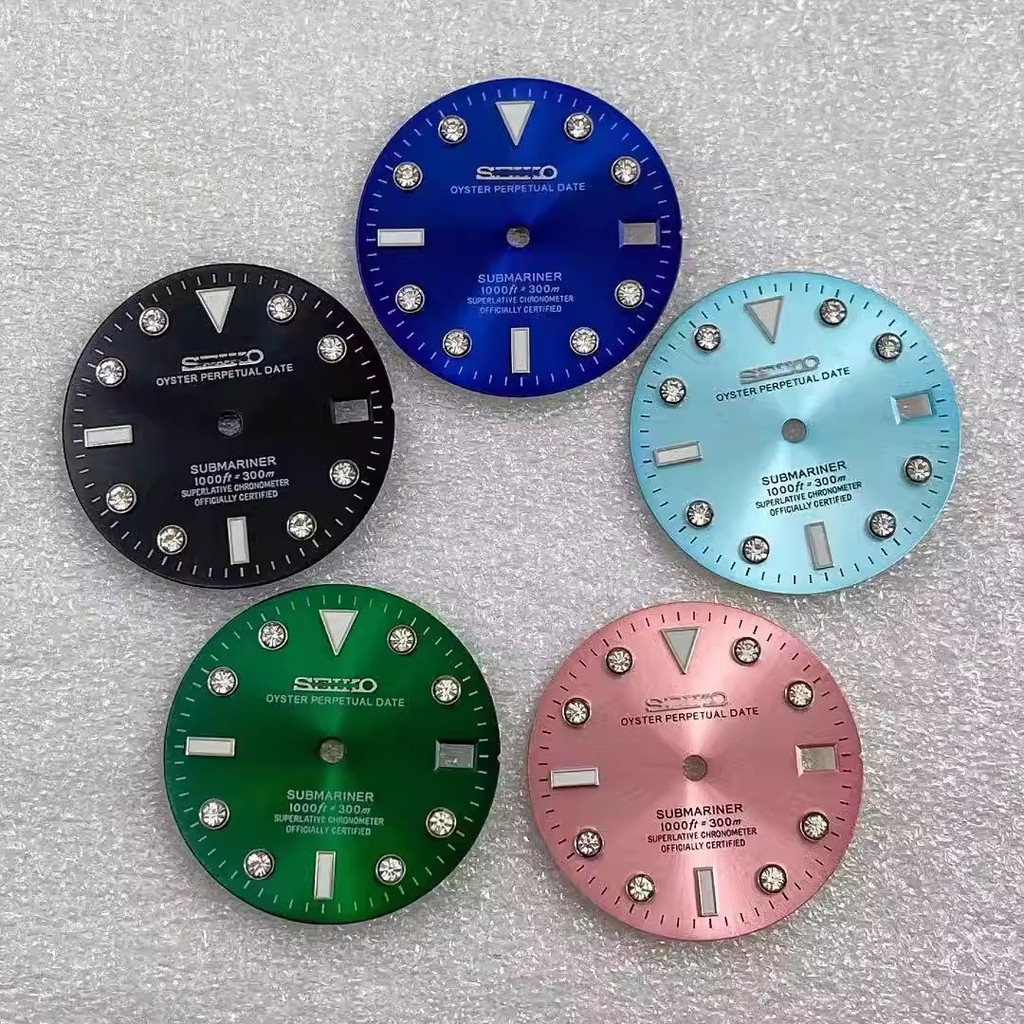 [New 35] Mặt số NH35 SUB Diamond Nail Dial Kích thước: 28,5mm Ice Blue Luminous / Green Luminous