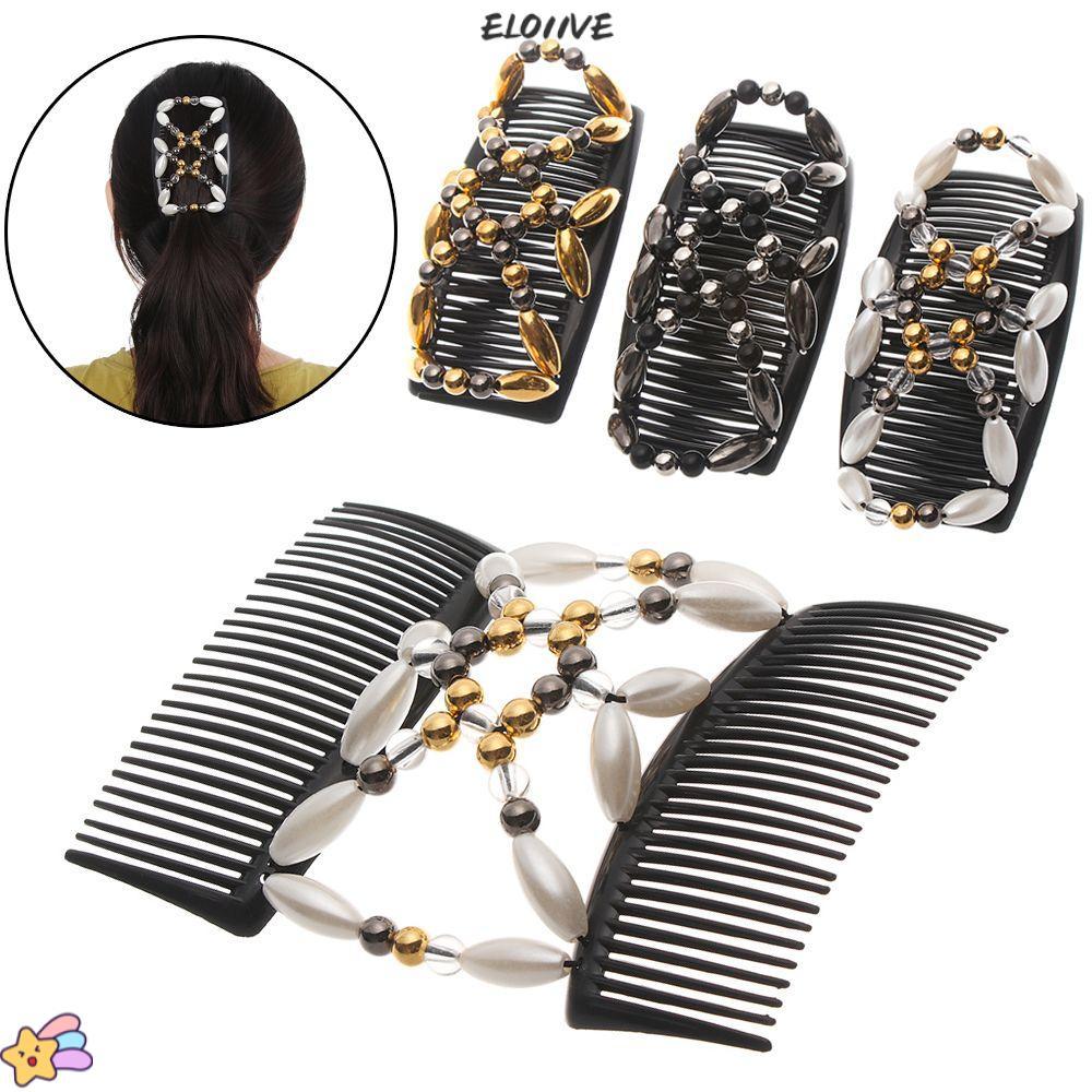 ELO11VE Lược Đôi Nữ Co Giãn Kẹp Tóc Co Giãn