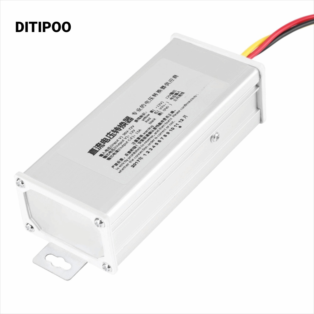 Bộ chuyển đổi DITIPOO DC sang DC, Biến áp bước xuống 180W 36V-72V sang 12V, Công suất pin điều chỉnh