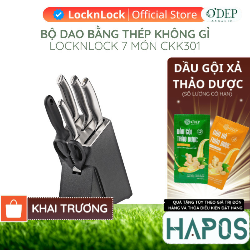 Bộ dao 7 món LocknLock bằng thép không gỉ cao cấp - Đen CKK301 - HAPOS HOF