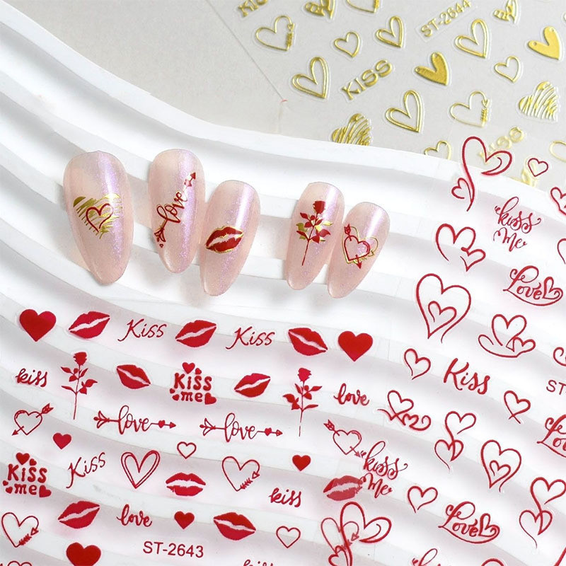 Âm mưu Làm Móng Tay Miếng Dán Gợi Cảm Môi LOVE Rose English LOVE Plot Miếng Dán Móng Tay