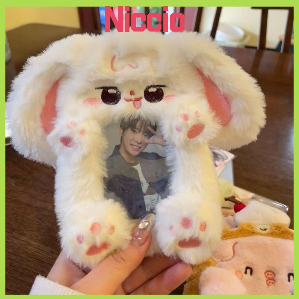 NICIO Photocard, Thỏ Tai Lớn / Border Collie Plush Photo Card Holder, Học Sinh Thẻ Đa Năng Dễ Thương