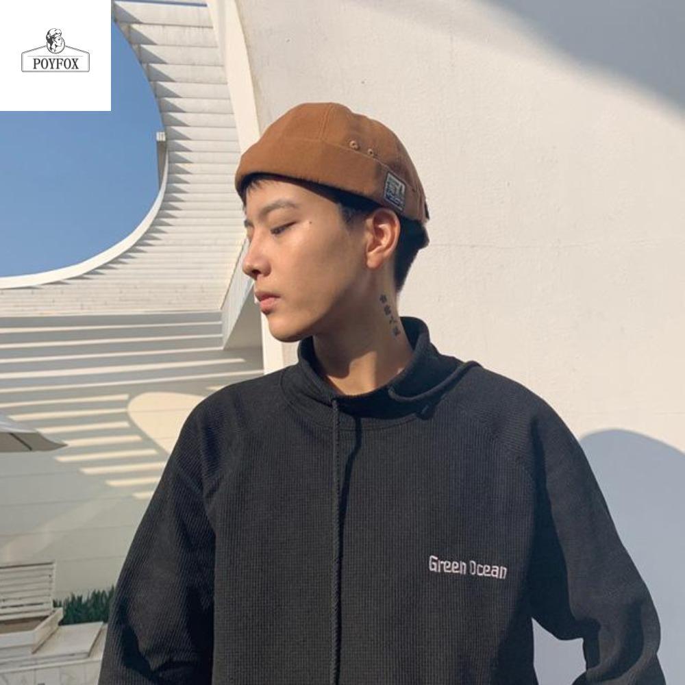 POYFOX Nam Nữ Skullcap, Mũ không vành bằng vải Cotton Unisex, Mũ Docker màu trơn cổ điển không có tấ