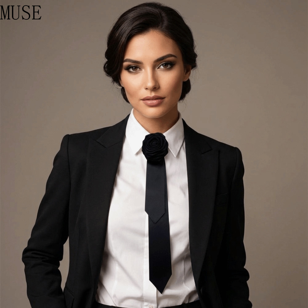 MUSE Cà Vạt Hoa Hồng và Cravat, Thiết Kế Họa Tiết Hoa, Style Anh Quốc