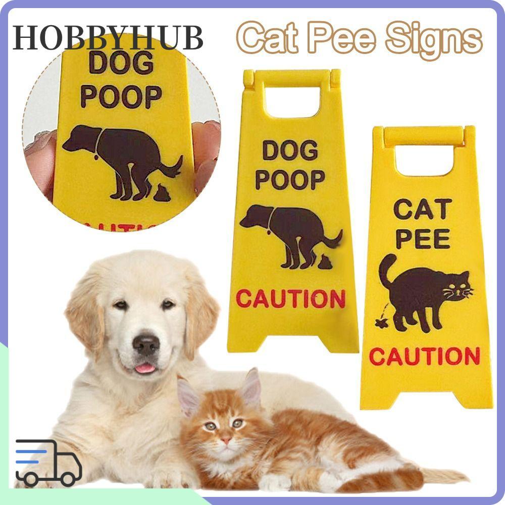HOBBYHUB Cat Pee Signs, Mini Bright Yellow Dog Poop Sign, Creative ABS Cat Yard Signs Board Trang tr