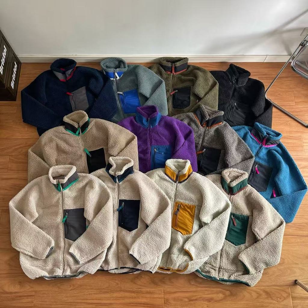 PODC Patagonia Mountain Style Outdoor American Retro Faux Shearling Stand Collar Zipper Jacket Fleec