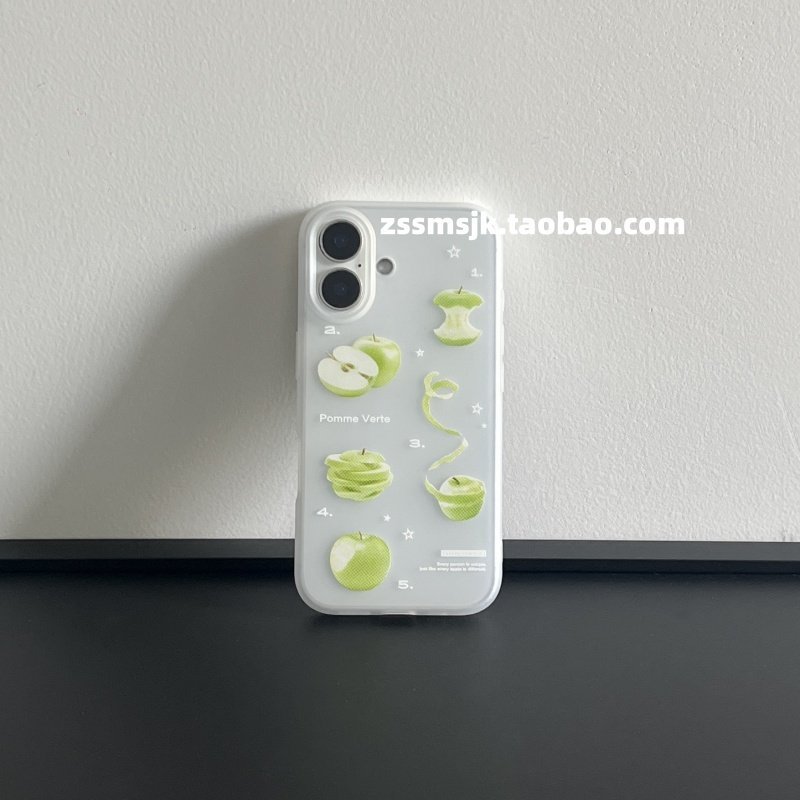 Ốp điện thoại này là gì?Sáng tạo độc đáo Màu xanh lá cây Apple Form iPhone17 Túi đựng điện thoại Nút