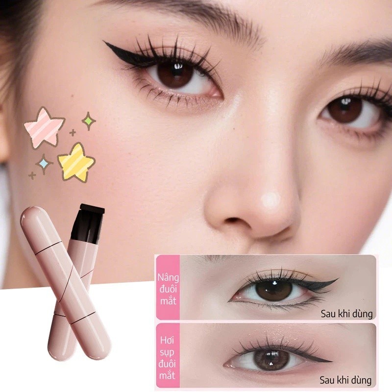 Bút kẻ mắt chống nước dạng dấu - Mực sẵn khô tức thì, không lem cả ngày, nét vẽ sắc nét, thiết kế tiện lợi.