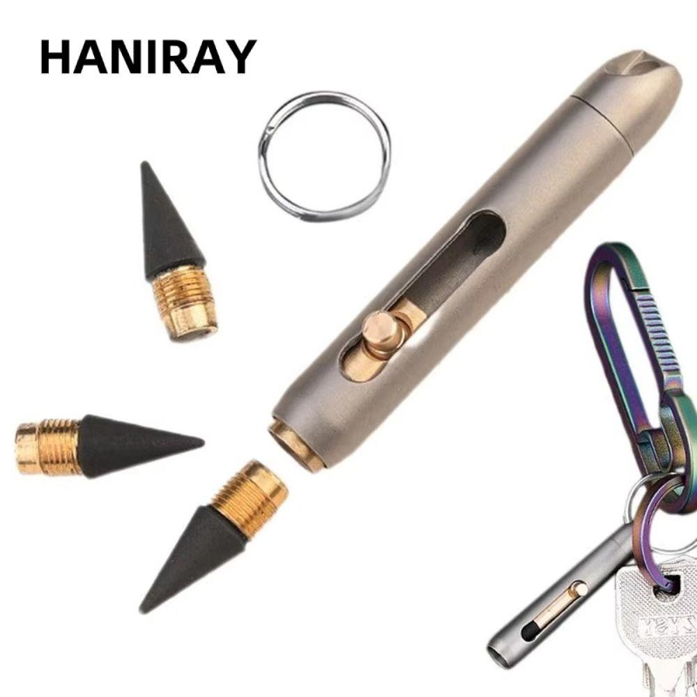 Bút Chì Xóa Được HANIRAY, Mặt Dây Chuyền Chìa Khóa Hợp Kim Titan Mini Eternal Pencil, Với 2 Đầu Bút 