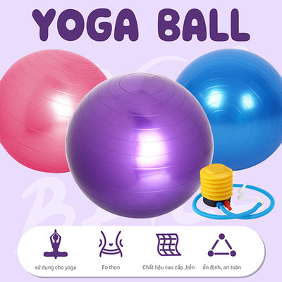 KÈM BƠM  [ALL SIZE]  Bóng tập Yoga/Gym Size 45,55,65,75 & 85cm trơn