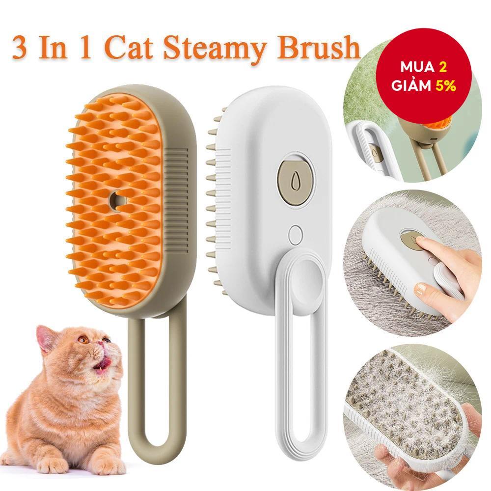 (Người bán địa phương) Máy cạo lông mèo 3 trong 1, bàn chải mèo hơi nước, chống văng, bàn chải mèo đ