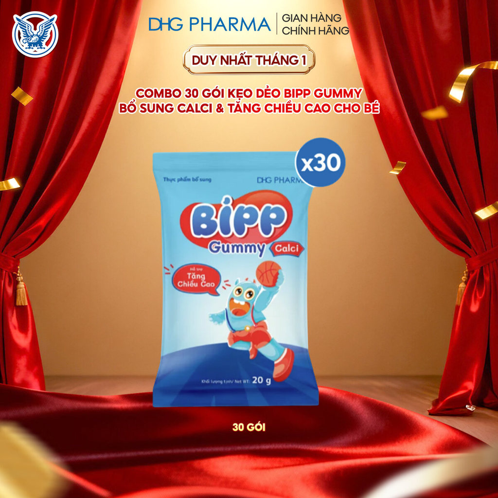 Combo 30 gói Kẹo dẻo Bipp Gummy Calci & Tăng chiều cao cho bé