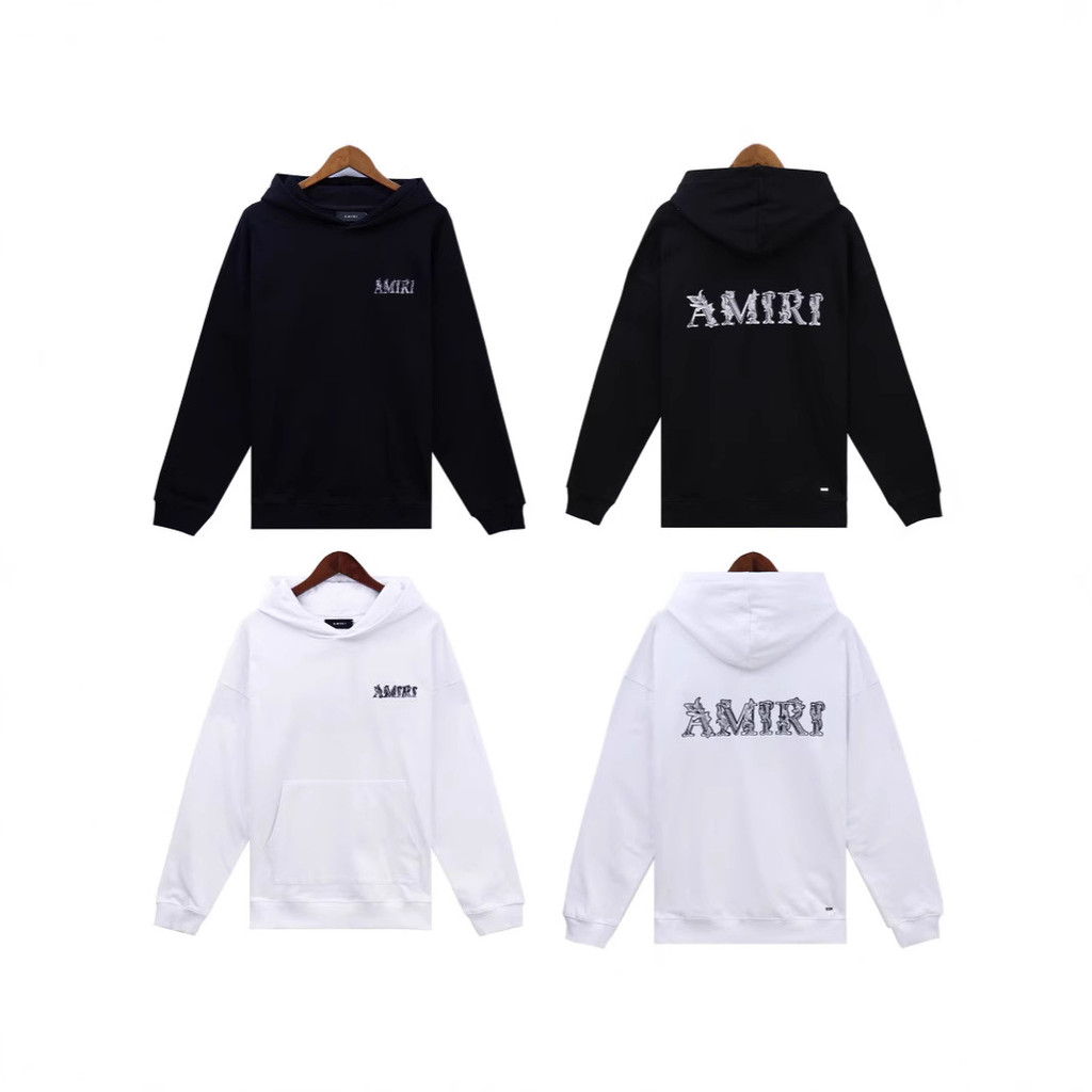 HVBQ Am1r1 Autumn and winter new logo embroidered letters logo Loose Casual Terry Hoodie Versatile U
