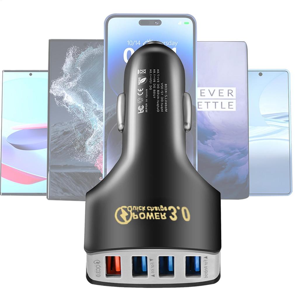 Car Charger Adapter Fast Charging 4 Ports USB Car Charger Automobile Accessories for Vehicle Truck D