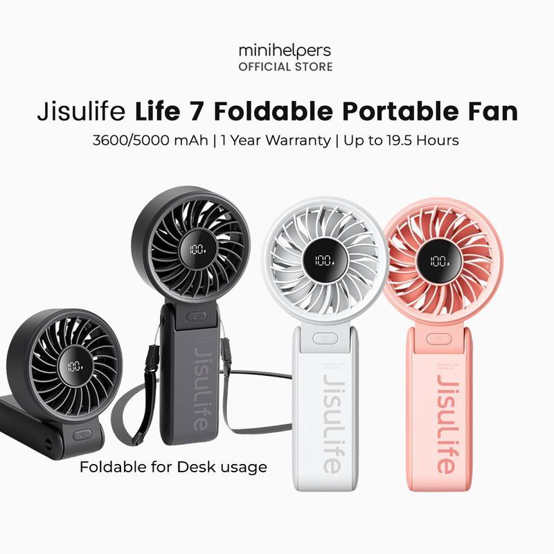 Quạt gấp di động JISULIFE Life7 3600 / 5000mAh 5 bánh răng có thể điều chỉnh USB Quạt cầm tay nhỏ có