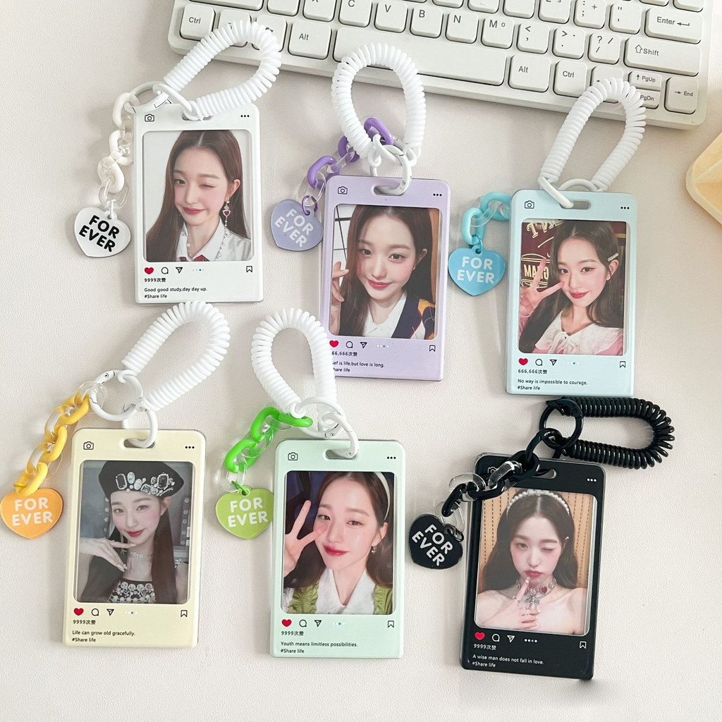Kpop Idol Photo Card Holder Keychain Women Bank/ID/Bus Card Cover Ins Protective Case Acrylic