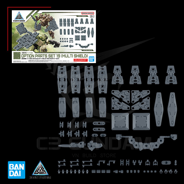 [BANDAI] PHỤ KIỆN MÔ HÌNH 30MM 1/144 Option Parts Set 19 (Multi Shield) CUSTOM PART HGC C3 GUNDAM