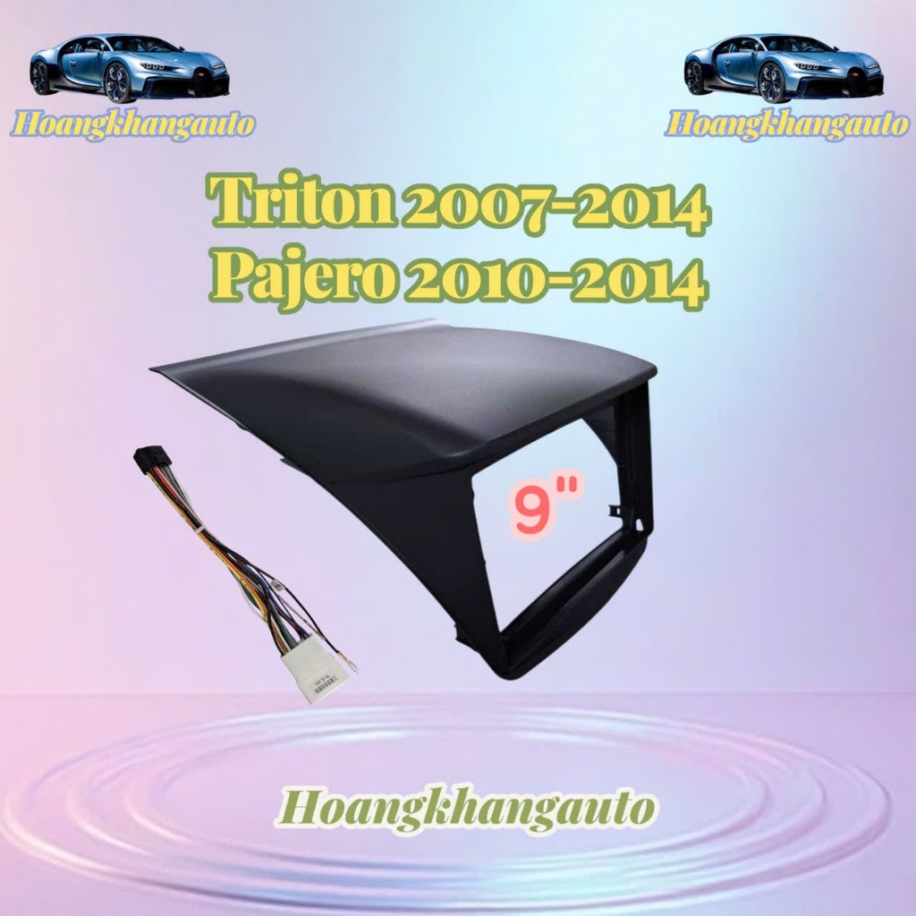 Mặt dưỡng  lắp màn android cho xe  Triton 2007 - 2014 + Pajero sport 2010-2014, 9 INCH CÓ JACK NGUỒN