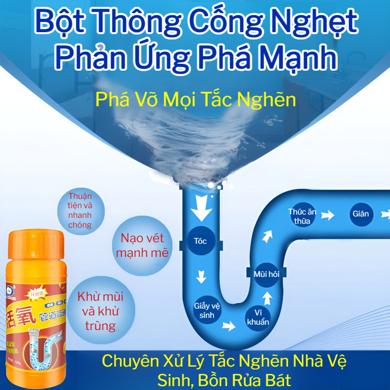 Chất tẩy rửa cống/Chất thông tắc cống/Khử mùi bồn cầu/Chất tẩy rửa kích hoạt bằng oxy mạnh mẽ/nước t