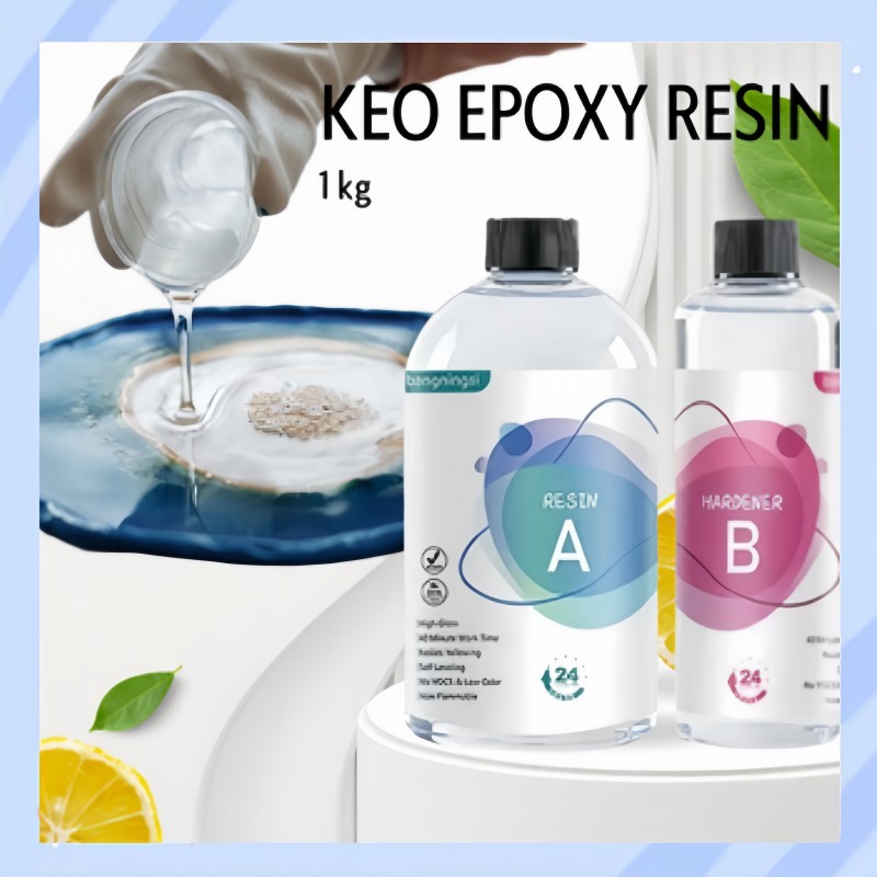 Keo epoxy resin. Keo epoxy resin trong suốt tỉ lệ 3:1 làm đồ handmade, đổ khối làm đồ thủ công