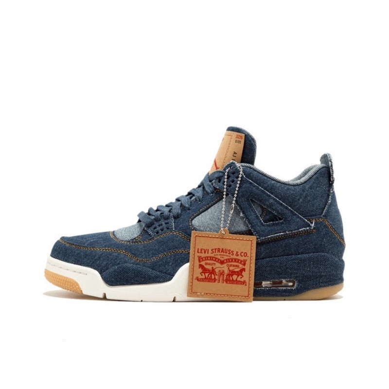 AJ4 Denim Xanh Retro - Giày bóng rổ nam nữ với đệm không khí
