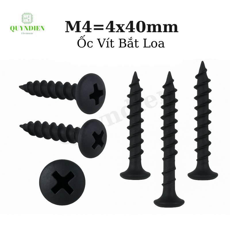 [Túi 1Kg] Ốc Vít Nhọn M4x40 Bắt Thùng Loa Ren Thưa Taiwan dài 40mm bắt thùng loa, lắp ráp gỗ mỏng - 