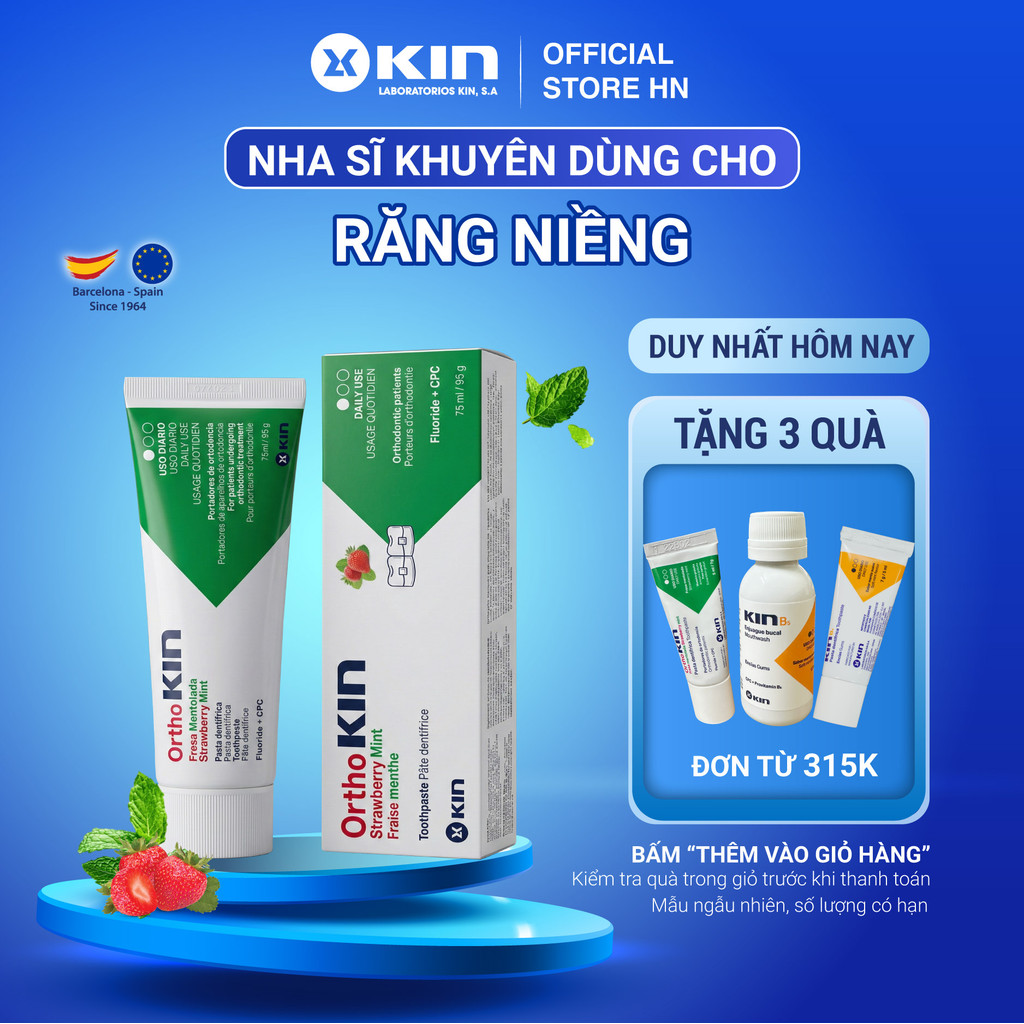Kem Đánh Răng Ortho Kin Cho Răng Niềng, Chỉnh Nha Sạch Mảng Bám, Ngừa Sâu Răng, Hôi Miệng 75ml