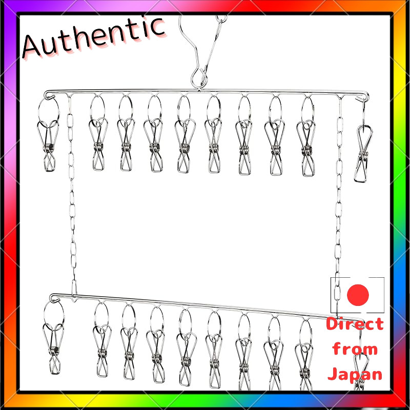 TITIROBA Vertical Stainless Steel Pinch Hanger, Space-Saving Rotating Laundry Clip Hanger with 20 or