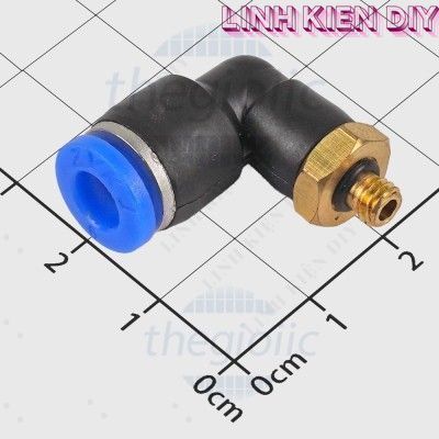 [5 Cái]- PL6-M5 Đầu Nối Khí Nén Cong L Ống 6mm Ren Ngoài 5mm Linh Kiện DIY