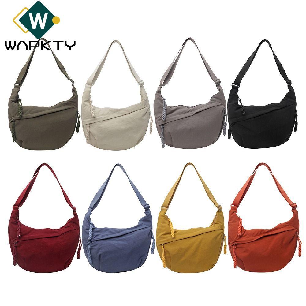 Túi Đeo Vai WAPKTY, Túi Đeo Ngang Vải Nhẹ, Đa Năng Hàn Quốc Đơn Giản Dung Tích Lớn Màu Trơn Thể Thao Hobos Túi Nam