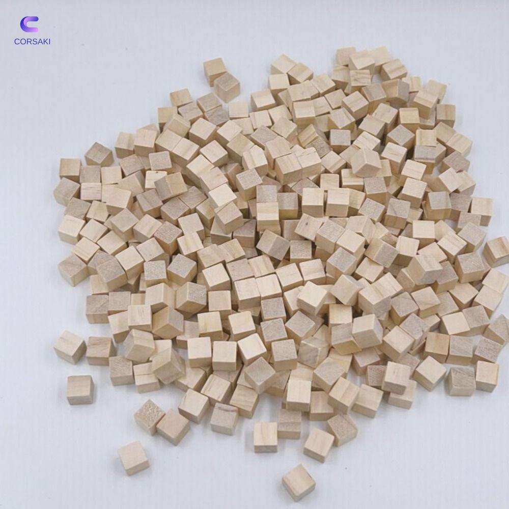 CORSAKI 300 Khối Gỗ, Khối Gỗ Trống Tự Nhiên Vuông 1cm, Có Bề Mặt Mịn Để Cảm Ứng Màu Gỗ Gỗ Thông Chất