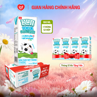 100% sữa tươi KUN ít đường thùng 52 hộp x 180ml