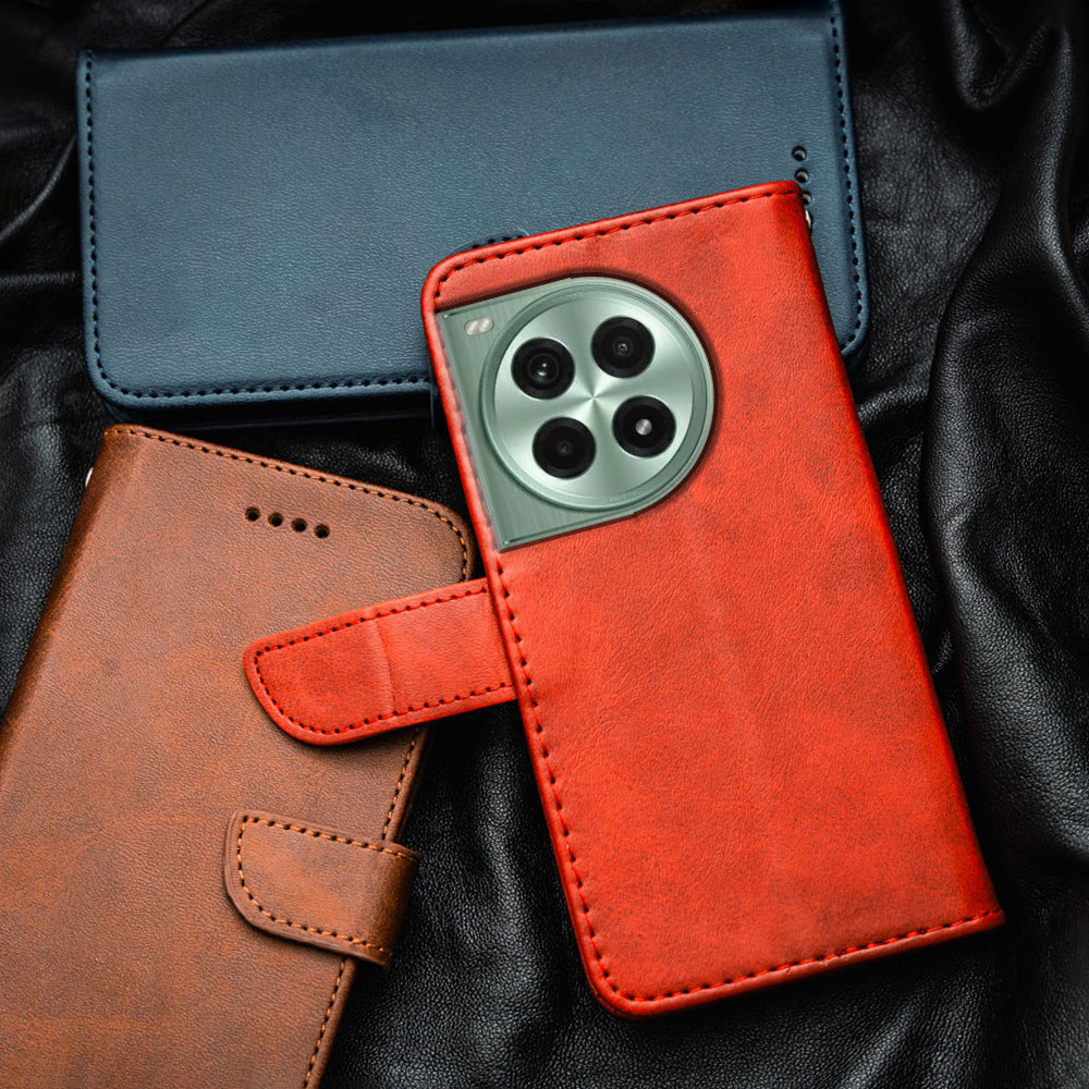 Ốp Điện Thoại Da Sang Trọng Cao Cấp Cho OnePlus Ace 3 Pro PJX110 Flip-Top Ví Tích Hợp Đựng Thẻ Chân 