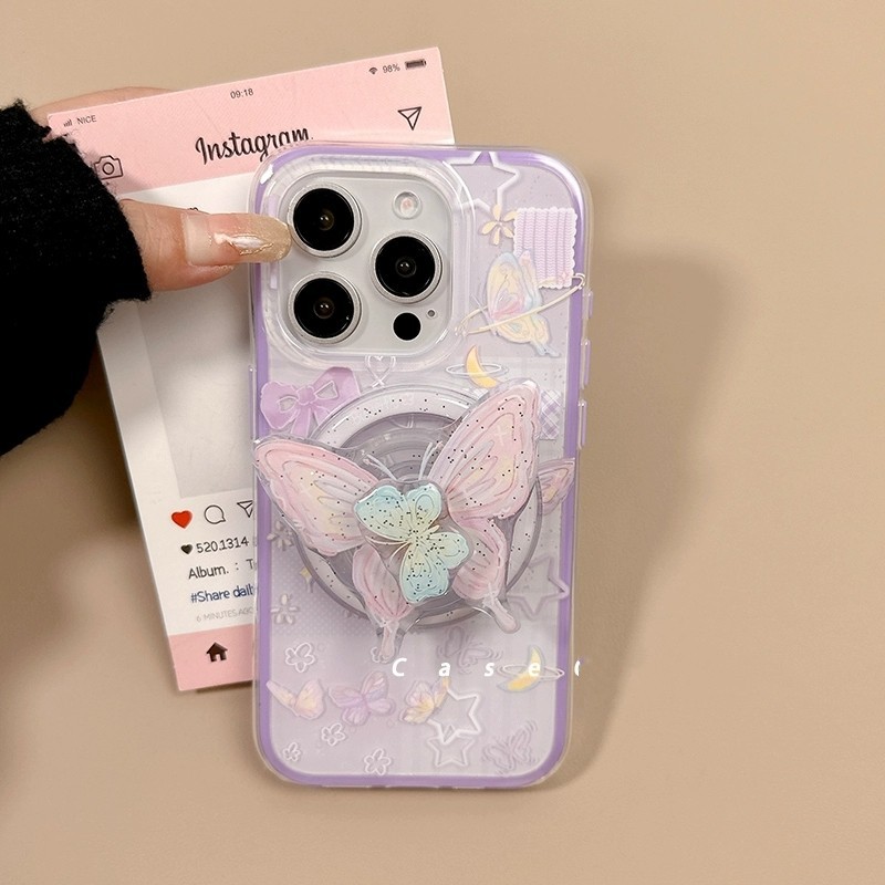 Giá đỡ từ tính xoay hình con bướm màu tím Thích hợp cho vỏ điện thoại Meizu 20 21 / meizu20 NOTE / n