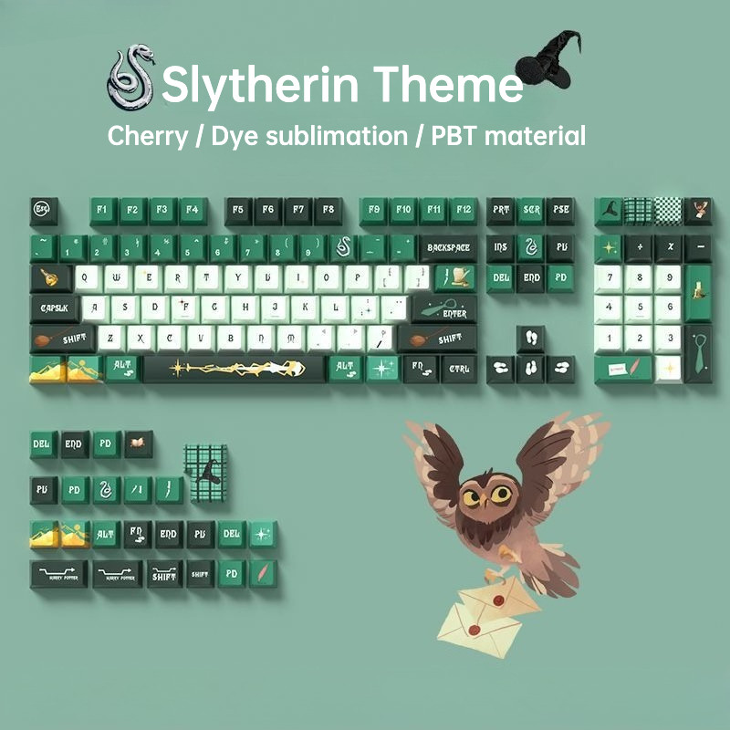 PBT Keycap CHerry Teslerin Bộ In Chủ Đề Xanh Keycap Năm Mặt Nhuộm Thăng Hoa Cross Switch Bàn Phím Cơ