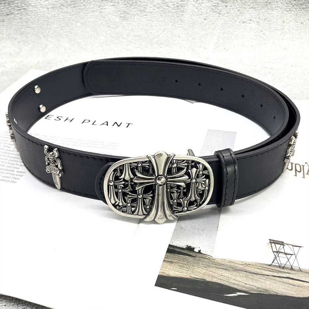 Holy Sword Cross Belt Classic Vine Star Men Rivet Embossed Belt Retro Belt Nữ