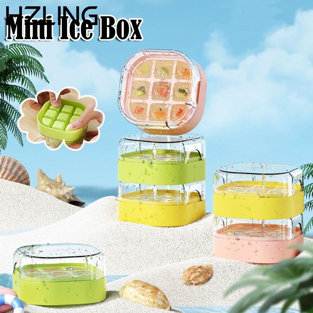 Máy làm đá viên HZLING, Khuôn làm đá Mini 9 lưới, Ngăn đá ép bền Dụng cụ nhà bếp DIY