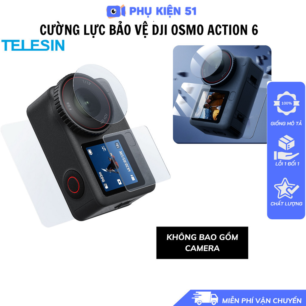 Cường lực Telesin Osmo Action 6 Chống trầy xước bảo vệ màn hình camera