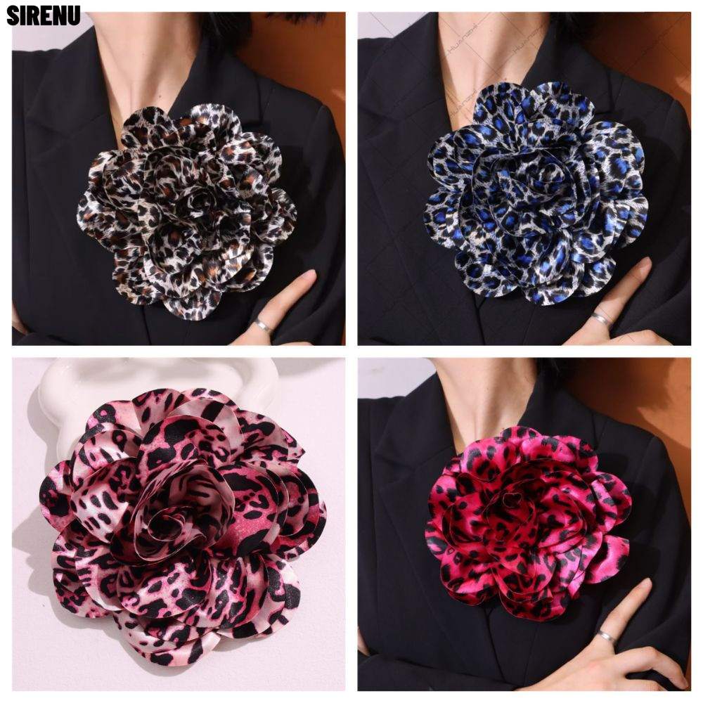 SIRENU Hoa Handmade, Vải Họa Tiết Floral Phóng Đại,Corsage Tiệc Cưới Leopard Print 19cm DIY