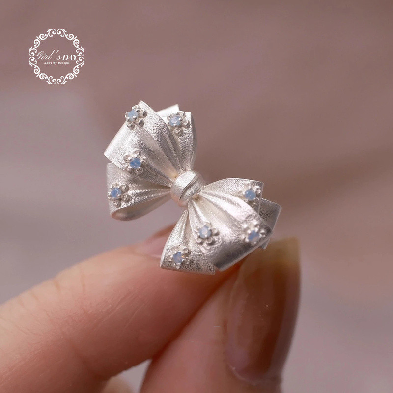 Nơ Nhẫn Thoát Công Chúa Ba Chiều Nơ Vòng Micro-Set Đá Opal Mở Nhẫn Nhẫn Có Thể Điều Chỉnh