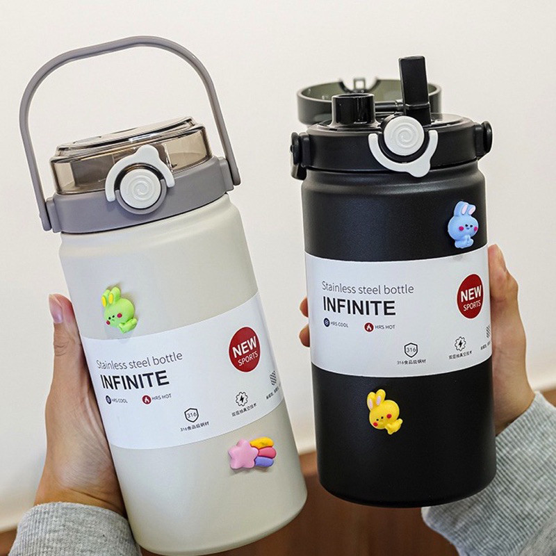 Bình Giữ Nhiệt Boss Chất Liệu Inox 316 Giữ Nhiệt Nóng Lạnh Tặng Kèm Sticker 3D D414