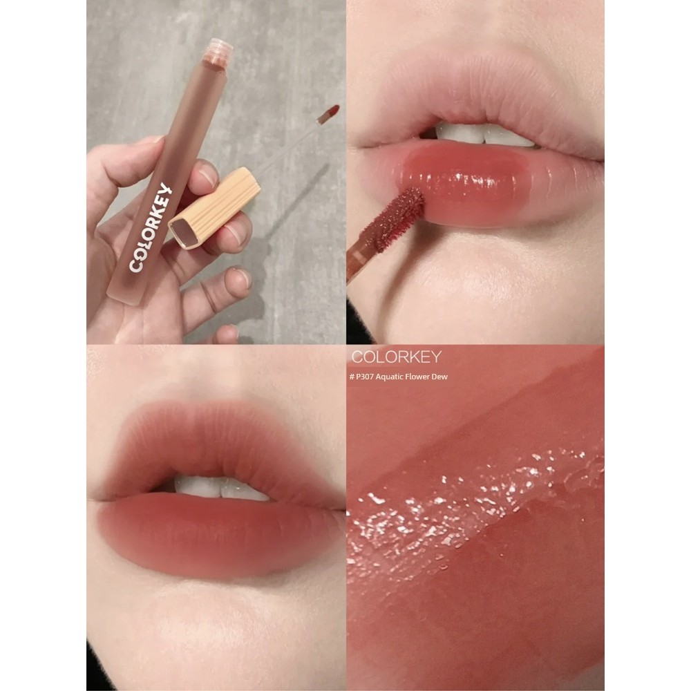 Colorkey Kolaqi Water Mist Lip Gloss p307 Lip Glaze Son môi nữ Không dễ dính Cup Fade Lip Gloss Mirr